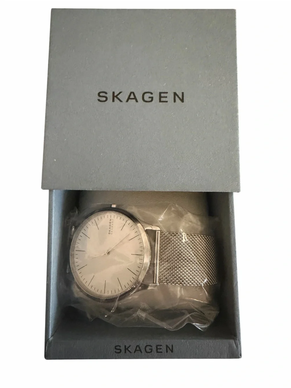 Skagen Silver Mesh Strap Men’s Watch SKW6565- White Dial